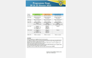 Programme du Stage Futsal de Février 