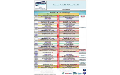 Calendrier saison 2019-2020 U12/U13