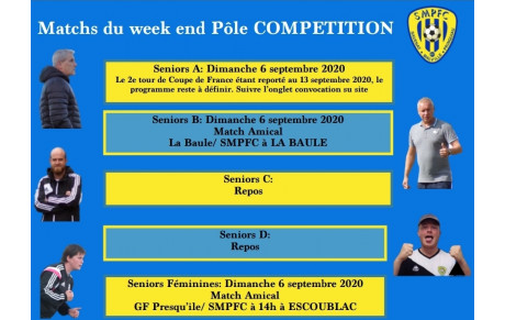 Programme du week end Pôle Compétition 