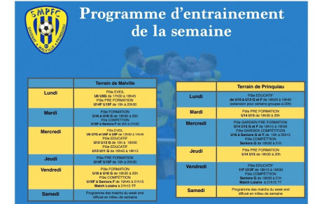 Programme de la semaine du 7 au 13 septembre 