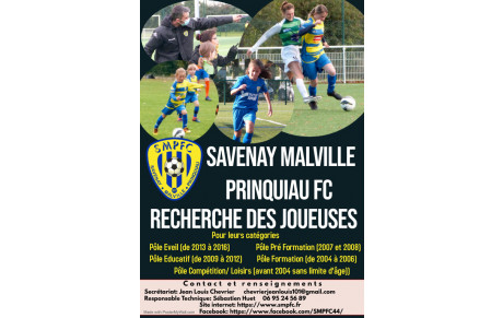 Le SMPFC recherche des joueuses à partir 6 ans jusqu'à Seniors D1 et Loisirs pour la saison prochaine 
