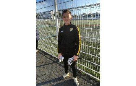 Gabin (U13) à la détection des gardiens de but à Blain