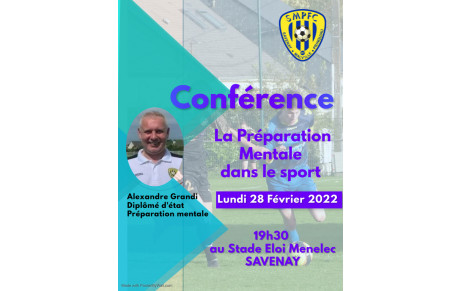 Conférence sur la Préparation mentale ce lundi 28 Février 