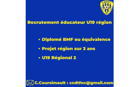 Recherche éducateur U19 région