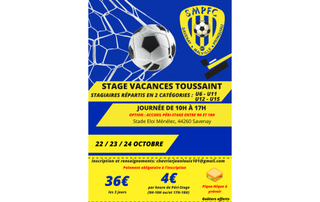 ⚽️ STAGE VACANCES DE LA TOUSSAINT – SMPFC ⚽️